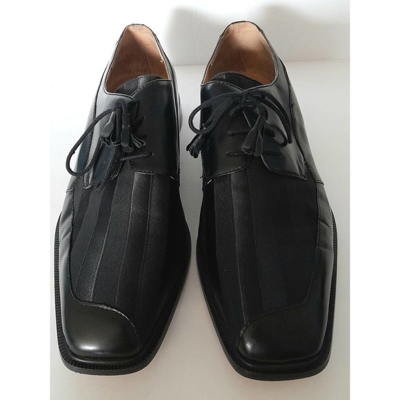 Giorgio Brutini Private Collection Black Leather And Fabric Dress Shoes Size 15M